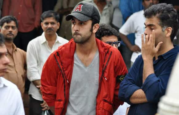 Ranbir Kapoor seen with Karan Johar at Priyanka's dad's funeral.