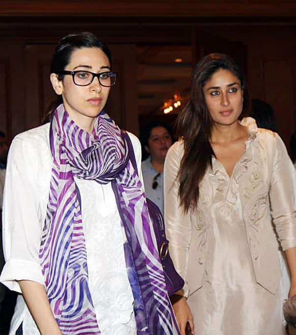 Karisma and Kareena Kapoor attended the prayer meeting of Priyanka Chopra's father at the JW Marriott Hotel in Mumbai.