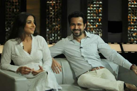 Vidya Balan and Emraan Hashmi in conversation on a talk show.