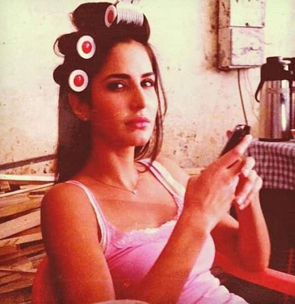 Katrina Kaif was captured by the lenses while she was getting ready on the sets of a film.