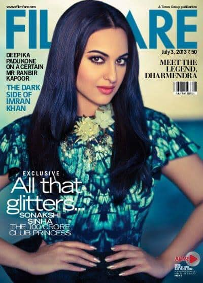 Sonakshi Sinha looks chic on the cover of July Filmfare. Image Courtesy: Filmfare