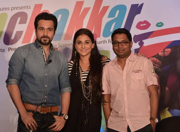 Emraan Hashmi, Vidya Balan and director Raj Kumar Gupta promote 'Ghanchakkar'.