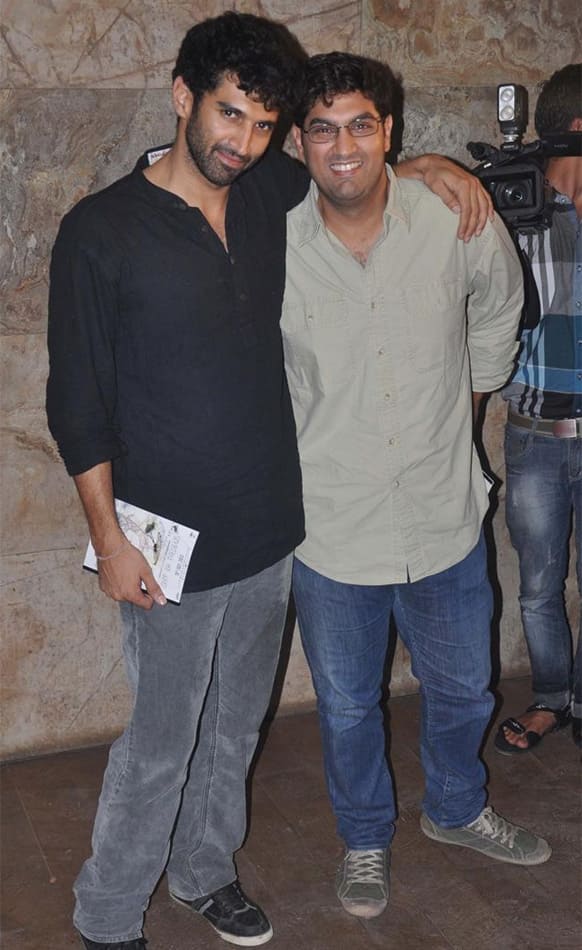 Aditya Roy Kapur and Kunal Roy Kapur pose for a click at the screening of 'Ship of Theseus'.