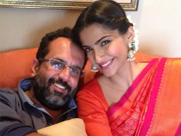 Sonam Kapoor and director Anand L. Rai pose for a quick pic during the promotions of 'Raanjhanaa'.