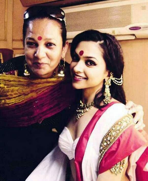 Deepika Padukone was with her stylist on the sets of 'Ram Leela'. 