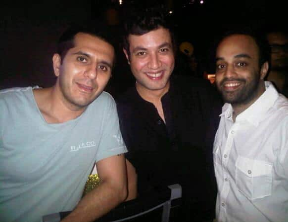 Ritesh Sidhwani along with director Mrigdeep and actor Varun Sharma at 'Fukrey' dinner party.