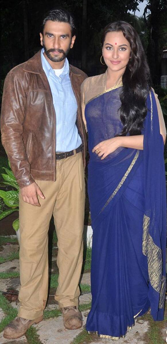 Ranveer Singh and Sonakshi Sinha pose for a photograph during one of their promotional stints for 'Lootera'.