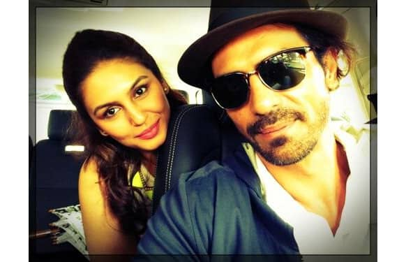 Arjun Rampal and Huma Qureshi pose for a click; the two will be seen in the movie 'D-Day'.    Image Courtesy: @rampalarjun