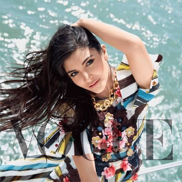 Anushka Sharma poses for the lenses wearing bright and funky colours. (Pic courtesy: Vogue India)