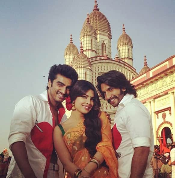 Priyanka Chopra, Ranveer Singh and Arjun Kapoor in a still from ‘Gunday’.