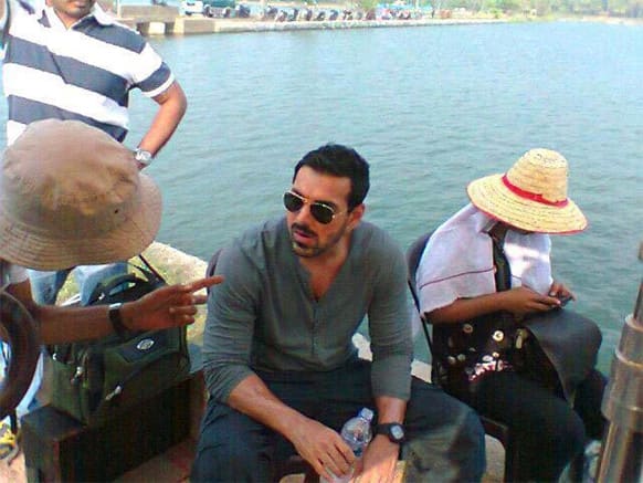 John Abraham snapped on the sets of his upcoming film 'Madras Cafe'.