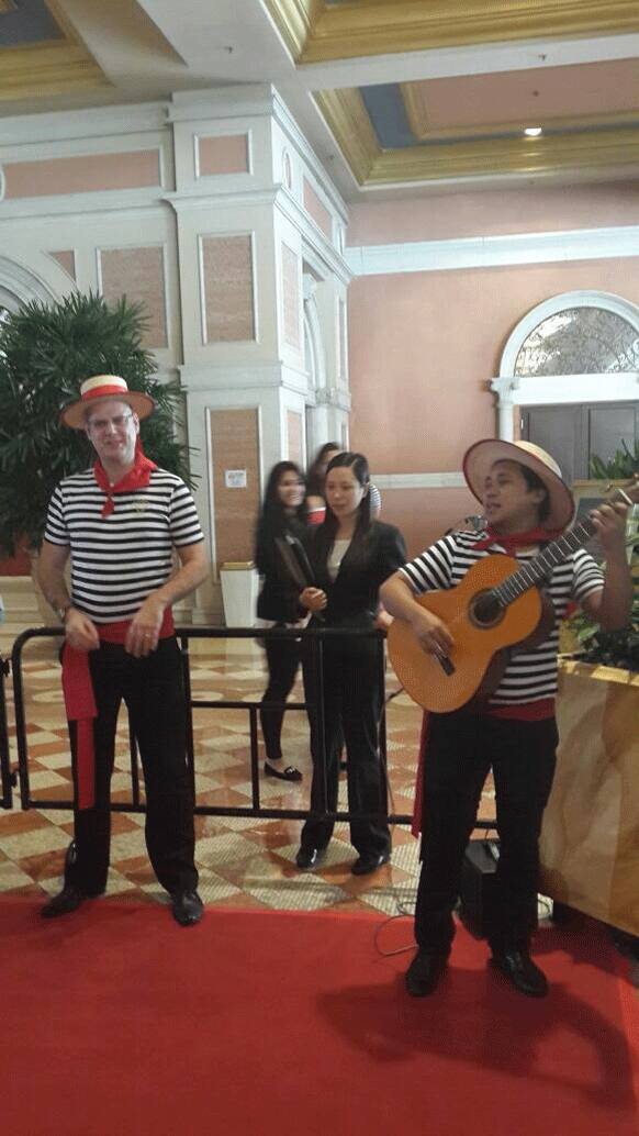 Gondoliers have been put to sail the stars through in Macau.