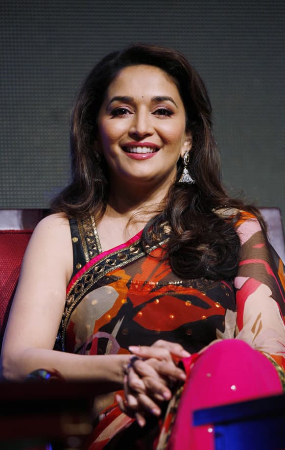 Madhuri Dixit attends a press conference for her upcoming movie 