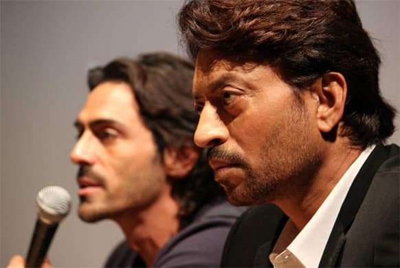 Irrfan Khan and Arjun Rampal promote 'D-Day' in Pune, Maharashtra. Pic courtesy: D-Day facebook.