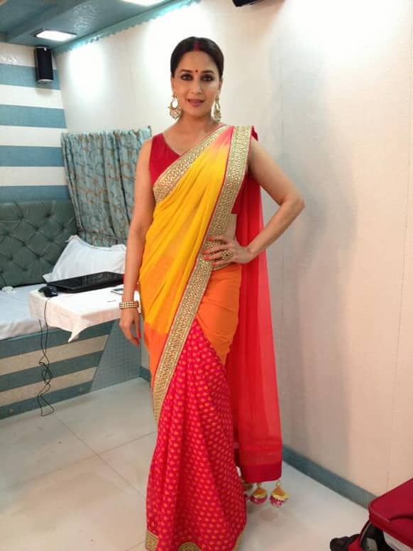 Madhuri Dixit gets ready to judge 'Jhalak Dikhhla Jaa'. Pic courtesy: @MadhuriDixit1