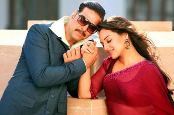 Akshay Kumar and Sonakshi Sinha in a still from 'Once Upon A Time In Mumbaai Dobaara'.