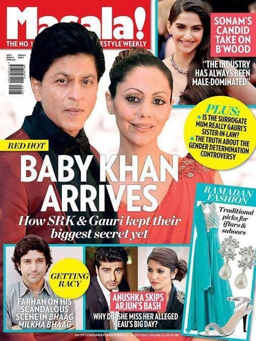 Shah Rukh Khan and Gauri on the cover of Masala magazie. Pic courtesy: Pinkvilla