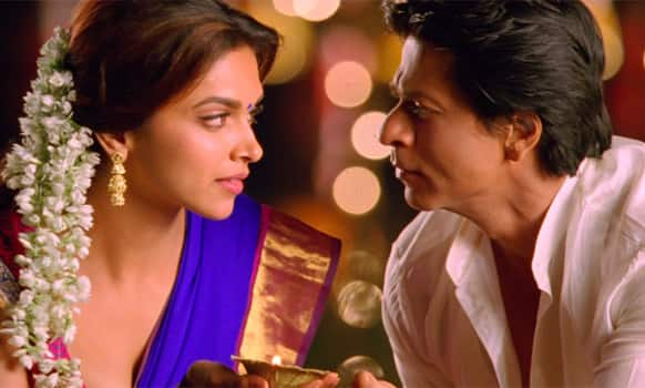 Deepika Padukone and Shah Rukh Khan in a still from 'Chennai Express'.