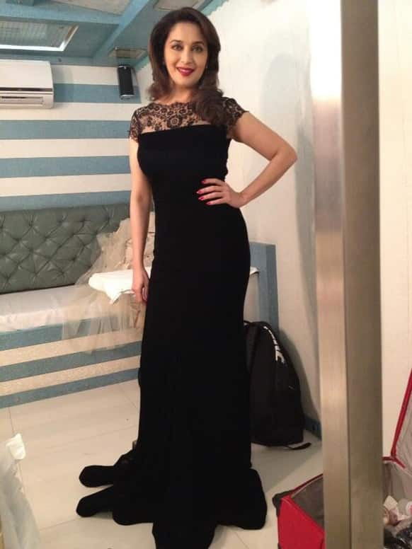 Madhuri Dixit looks stunning in this black dress. Image courtesy: @MadhuriDixit1