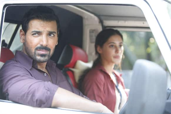 John Abraham and Nargis Fakhri in a still from 'Madras Cafe'.