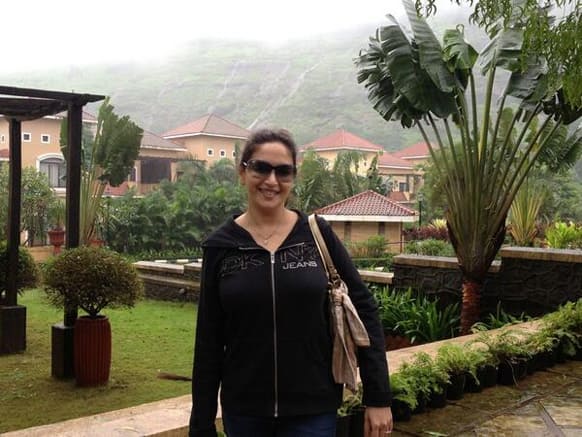 Madhuri Dixit is loving the rain in Lonavla. Pic courtesy: @MadhuriDixit1