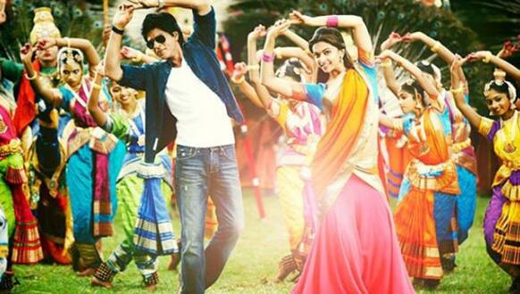 Deepika Padukone and Shah Rukh Khan in a still from 'Chennai Express'.