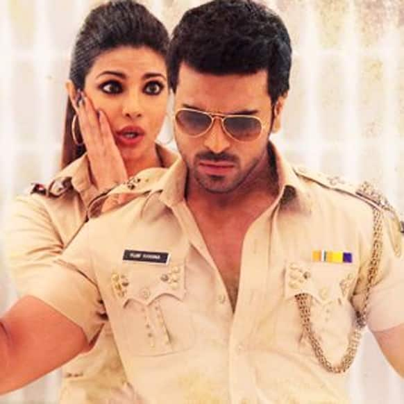 Priyanka Chopra and Ram Charan in a still from the movie 'Zanjeer'.   Image Courtesy: Facebook