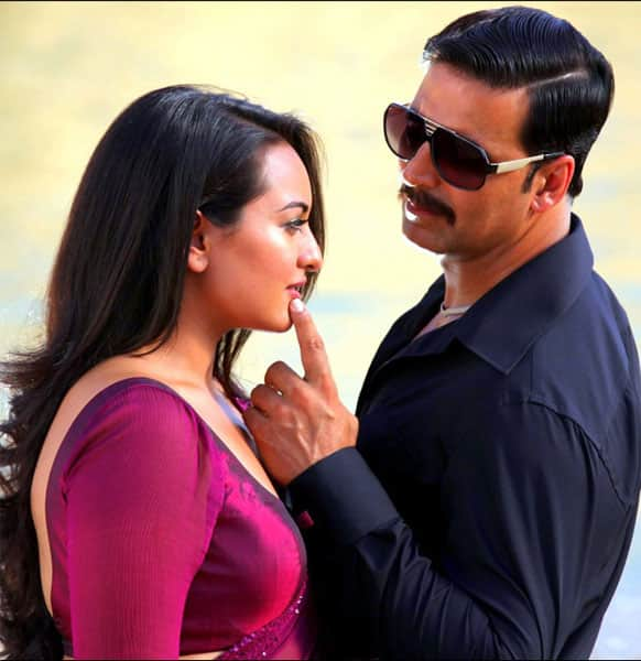 Akshay Kumar and Sonakshi Sinha in a still from 'Once Upon Ay Time In Mumbaai Dobara!'