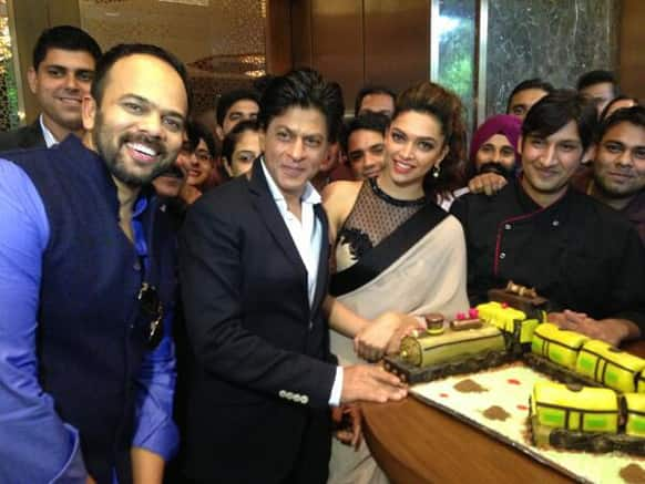 Team 'Chennai Express' mingles with fans in New Delhi. By the way, the train themed cake in the picture looks yummy!