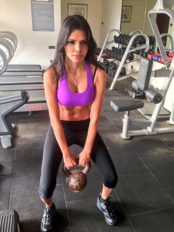 Sherlyn Chopra working out in the gym.