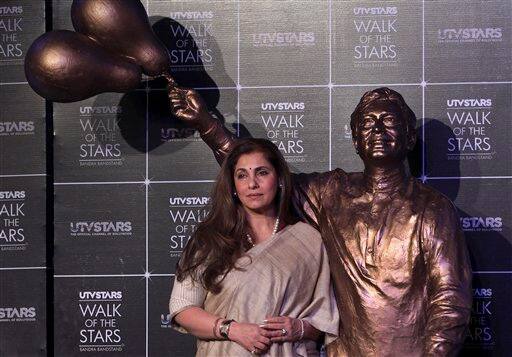 Dimple Kapadia attends the unveiling of a statue of her husband and Bollywood superstar Rajesh Khanna in Mumbai.