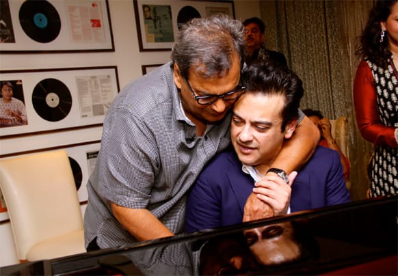 Adnan Sami with Subhash Ghai at a bash.