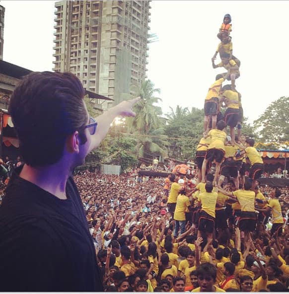 Ayushman Khurana posted this pic of Dahi Handi at Thane on Instagram 