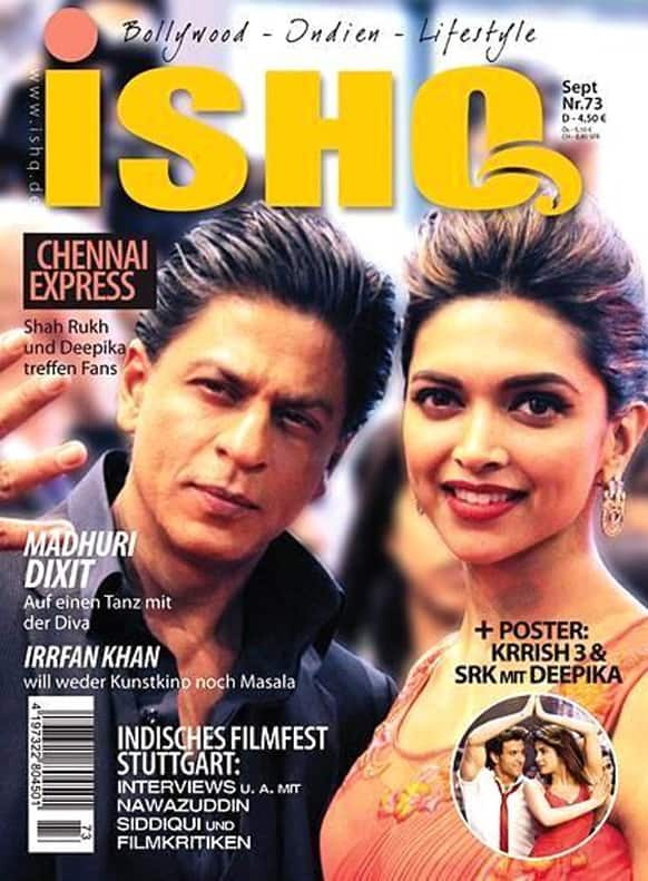 Shah Rukh Khan and Deepika Padukone on the cover page of German Bollywood and lifestyle magazine 'Ishq'.