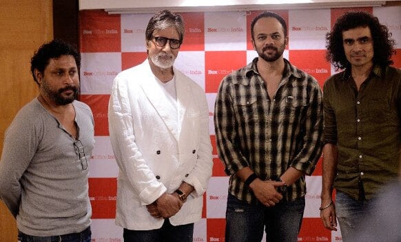 Amitabh Bachchan tweets a picture of himself posing with three contemporary directors - Rohit Shetty, Shoojit Sircar and Imtiaz Ali.             Image Courtesy: @SrBachchan