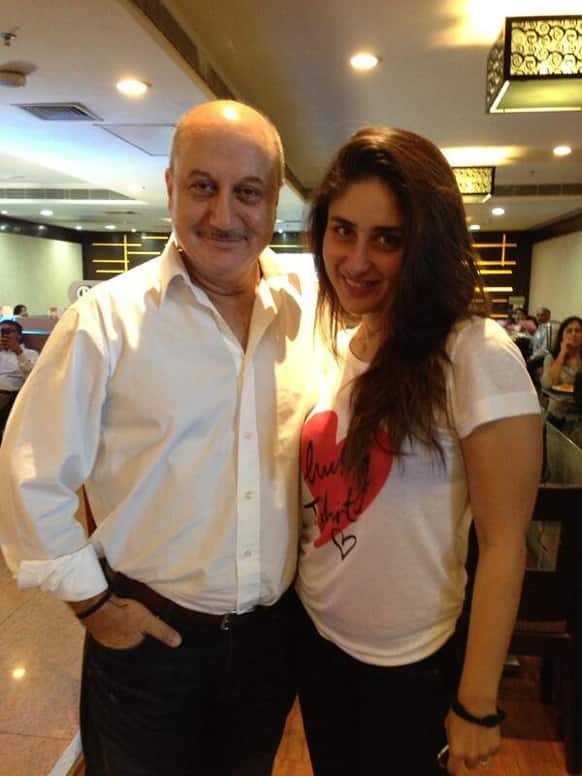 Anupam Kher poses with Kareena Kapoor for a picture. The duo will come together after 13 years for a film. Their last film together was 'Refugee'.