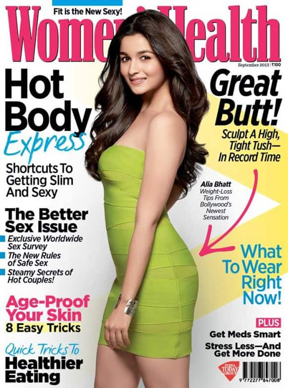 Alia Bhatt on the September 2013 cover page of Women's Health magazine.