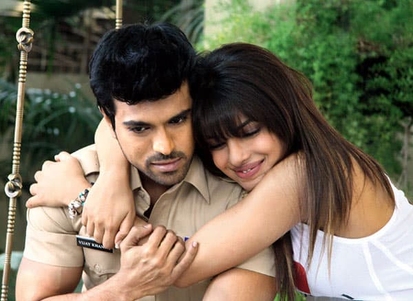 Priyanka Chopra and Ram Charan in a still from 'Zanjeer'.