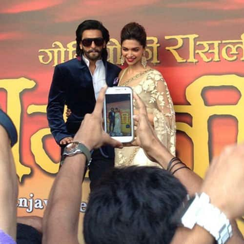 Ranveer Singh and Deepika Padukone at the trailer launch of their latest 'Ramleela'. Pic courtesy: @Ramleela_movie