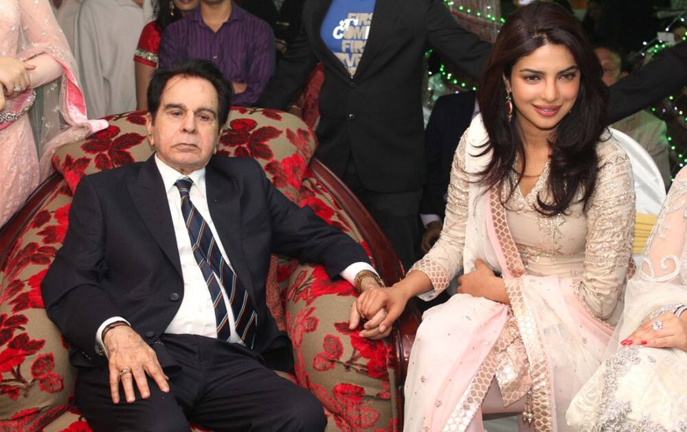 Dilip Kumar with contemporary actress Priyanka Chopra.