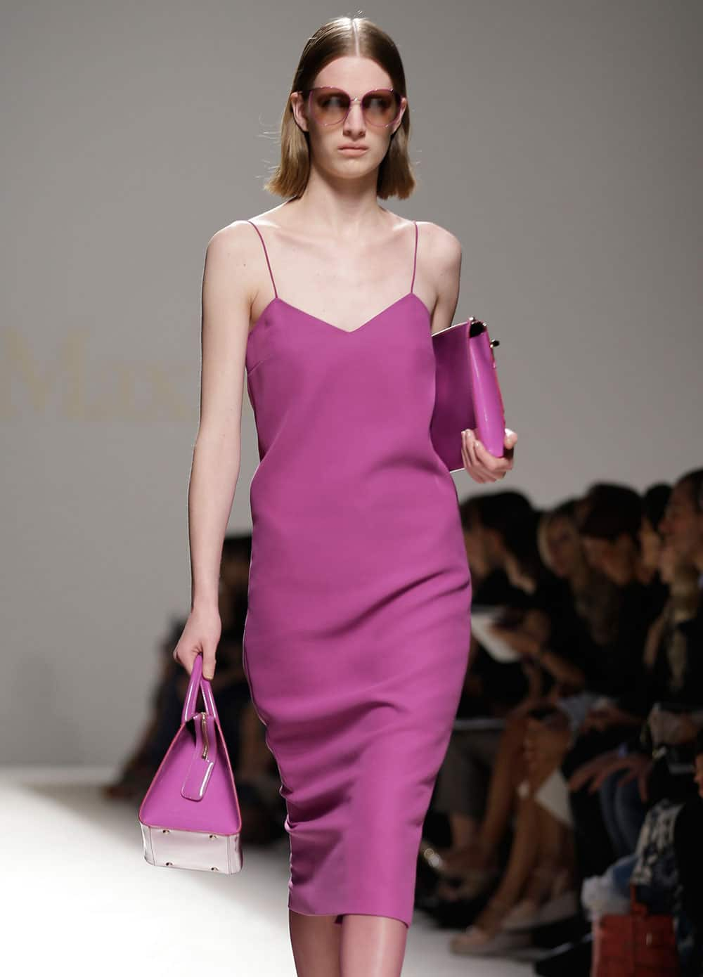 A model wears a creation for Max Mara women's Spring-Summer 2014 collection, part of the Milan Fashion Week.