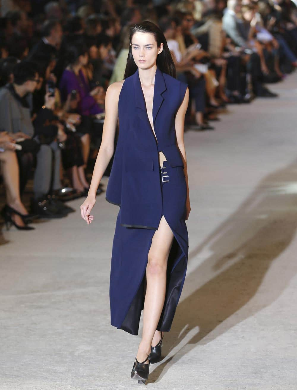 A model wears a creation for Costume National women's Spring-Summer 2014 collection, part of the Milan Fashion Week.