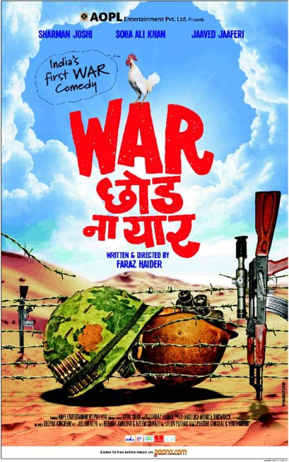 The poster of 'War Chod Na Yaar' starring Sharma Joshi and Soha Ali Khan