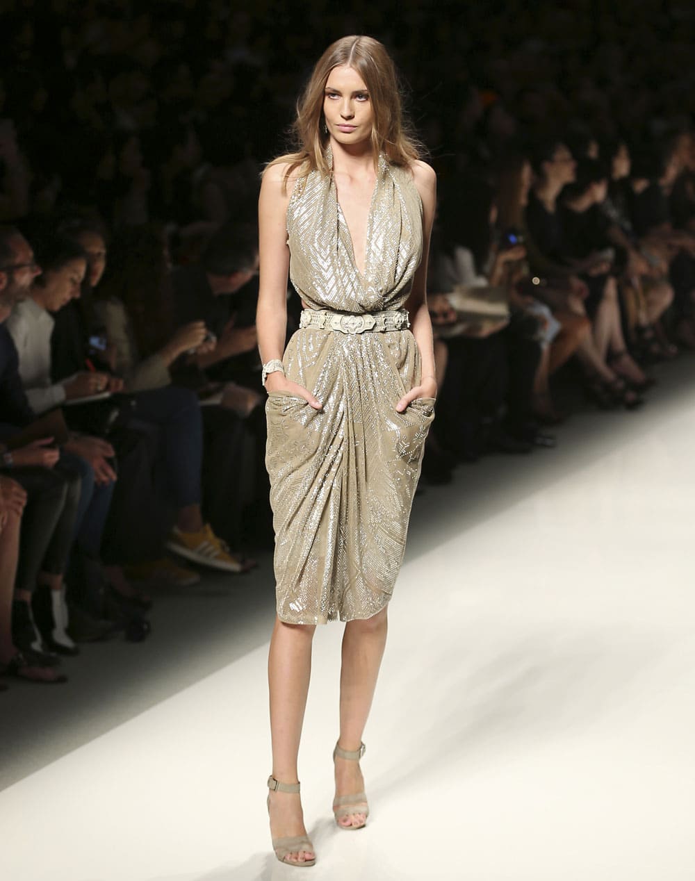 A model wears a creation for Etro women's Spring-Summer 2014 collection, part of the Milan Fashion Week.