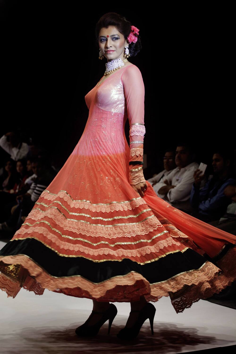 A model displays a creation by designer Sumit Dasgupta during the India Jewellery and Fashion Week (IJFW) in Ahmadabad.