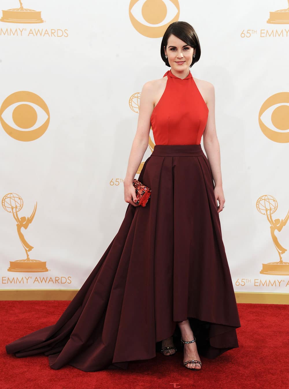 Michelle Dockery arrives at the 65th Primetime Emmy Awards at Nokia Theatre.