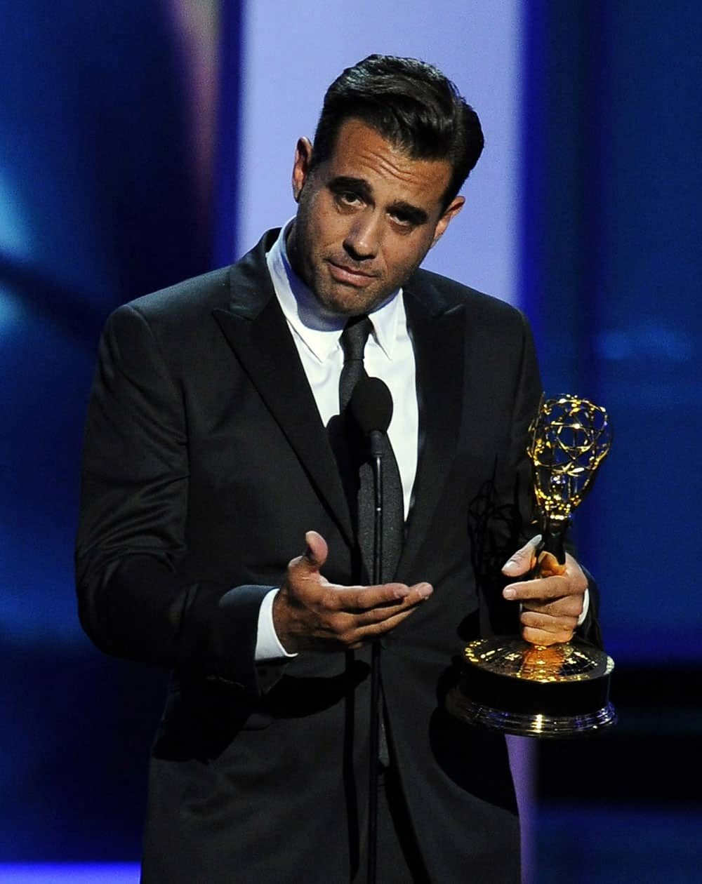 Bobby Cannavale accepts the award for outstanding supporting actor in a drama series for his role on “Boardwalk Empire” at the 65th Primetime Emmy Awards at Nokia Theatre.