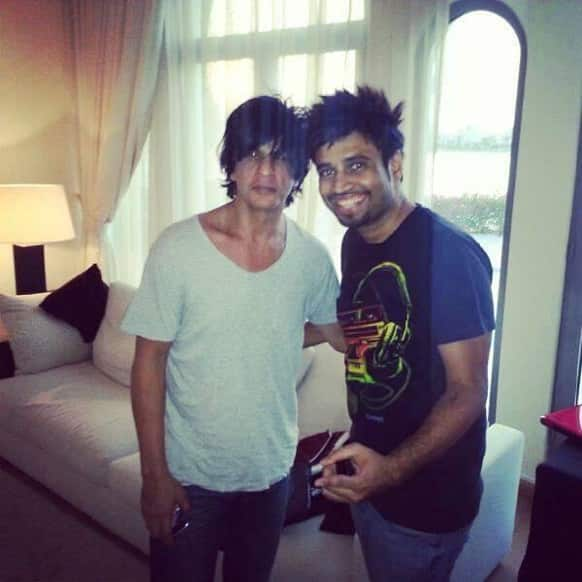 Shah Rukh Khan with DJ Shadow at the villa party thrown by him in Dubai last week.