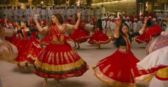 The lady in red - Leela (Deepika Padukone) - dancing to the tunes of 'Nagada Sang Dhol'.