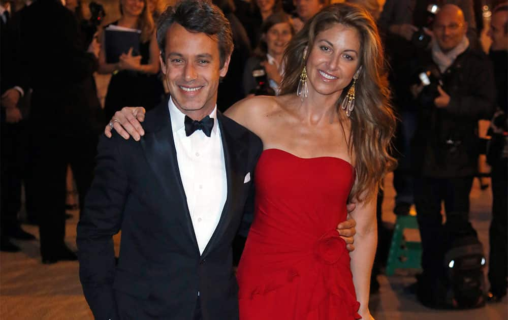 Dylan Lauren, right, and Andrew Lauren arrive at a Ralph Lauren Collection Show and private dinner at Paris 